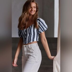 NWT Abercrombie & Fitch Black and White Striped Crop Top